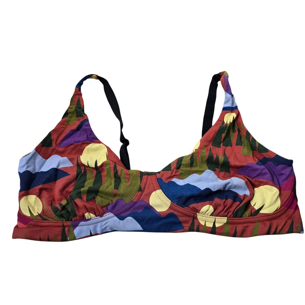 MeUndies FeelFree Longline Bralette Women 2XL Mountain High Multi Print Camp